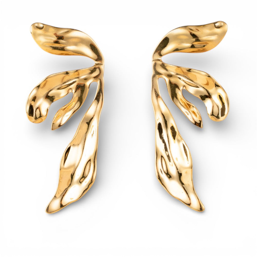 ORECCHINI PENDENTI CON MEZZO FIORE MARTELLATO