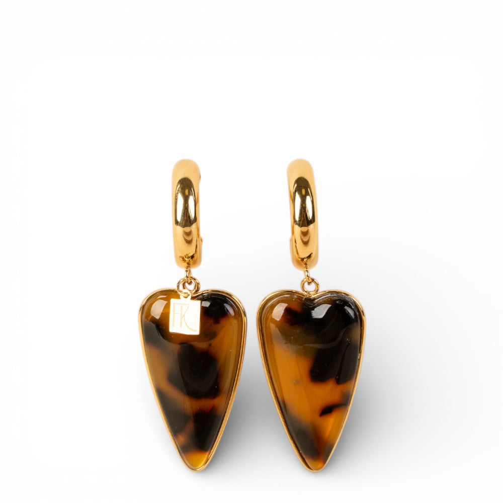 ORECCHINI PENDENTI A CUORE SU SEMICERCHIO