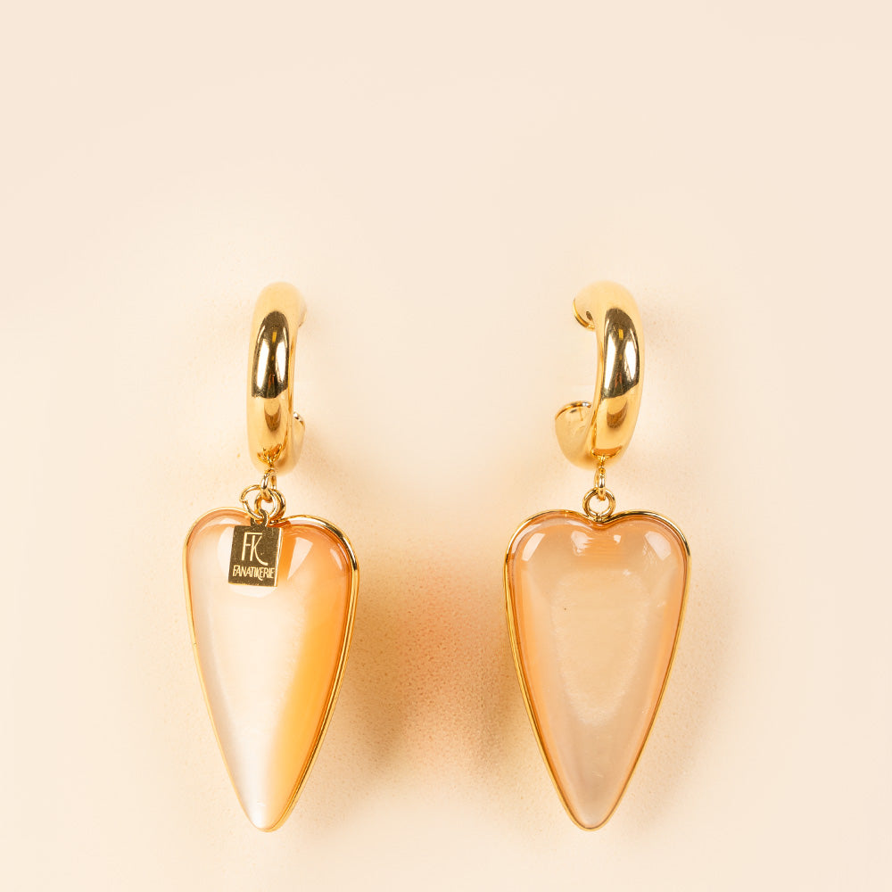 ORECCHINI PENDENTI A CUORE SU SEMICERCHIO