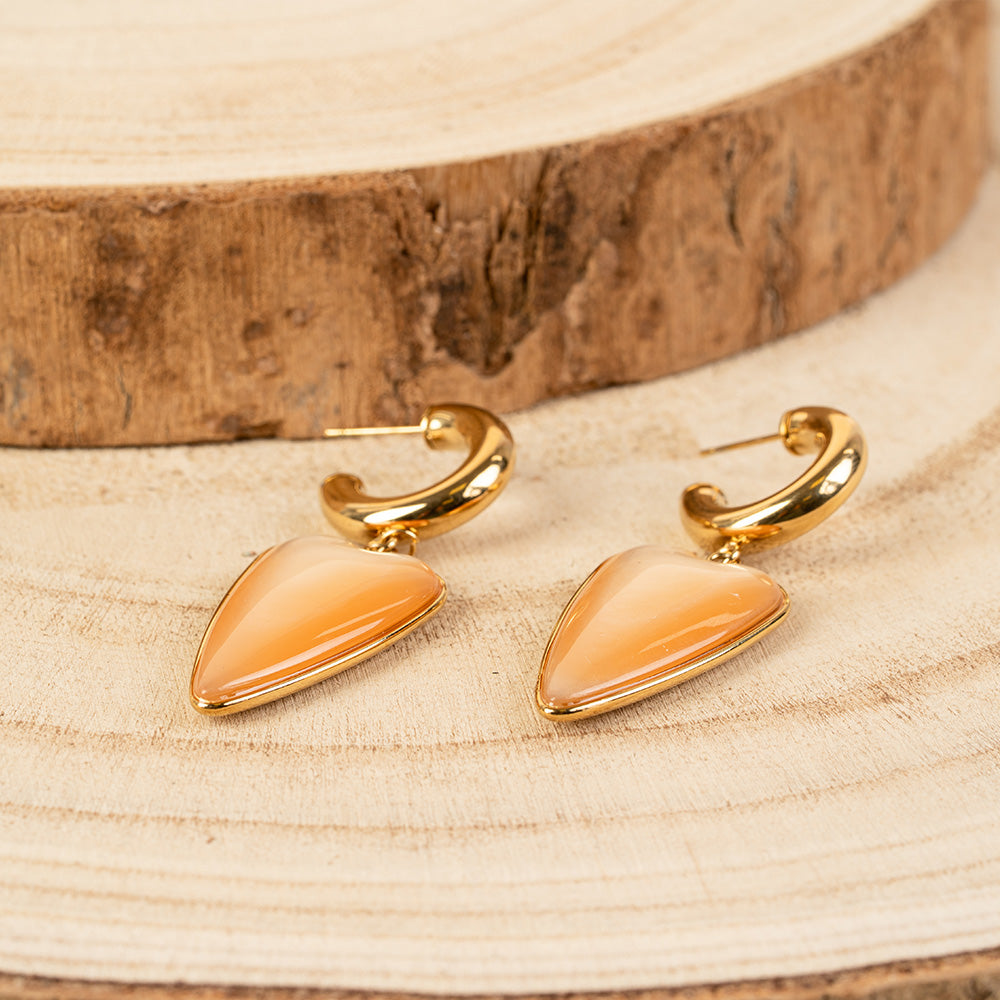 ORECCHINI PENDENTI A CUORE SU SEMICERCHIO