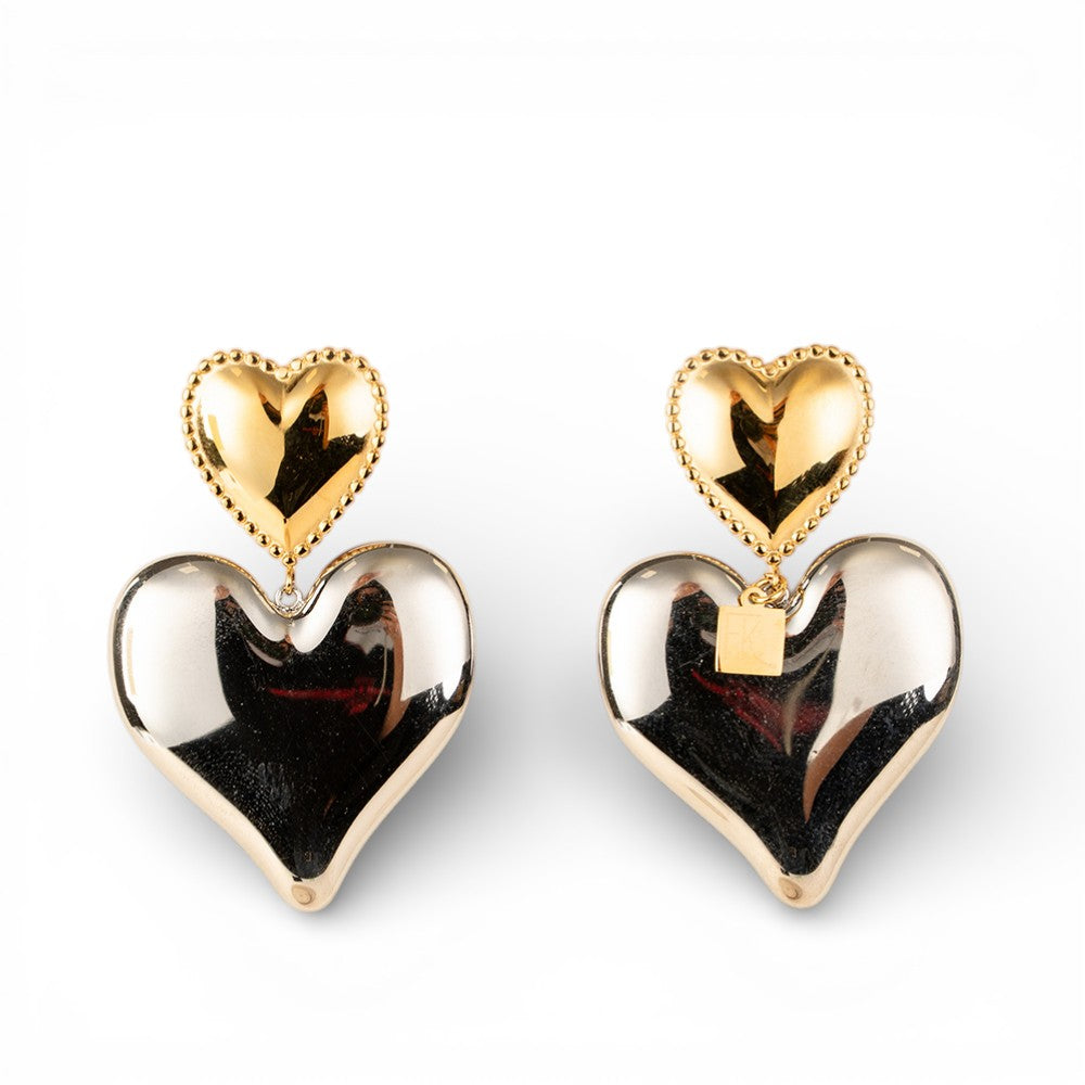 ORECCHINI PENDENTI CON DOPPIO CUORE