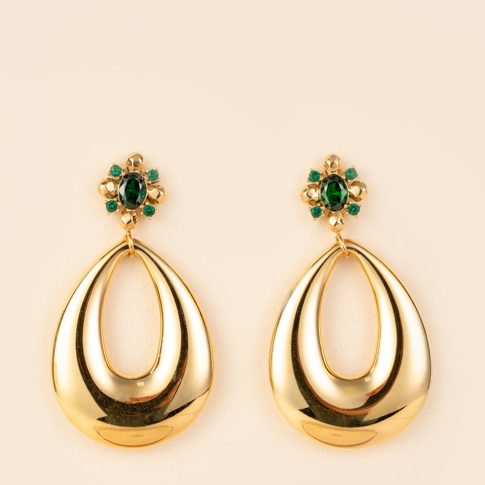 ORECCHINI PENDENTI CON ANELLO A GOCCIA E PIETRE