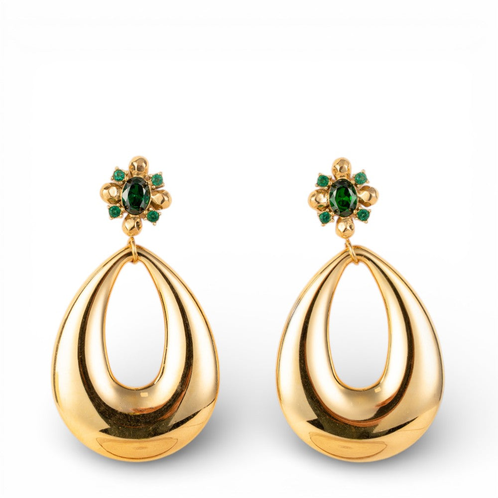 ORECCHINI PENDENTI CON ANELLO A GOCCIA E PIETRE