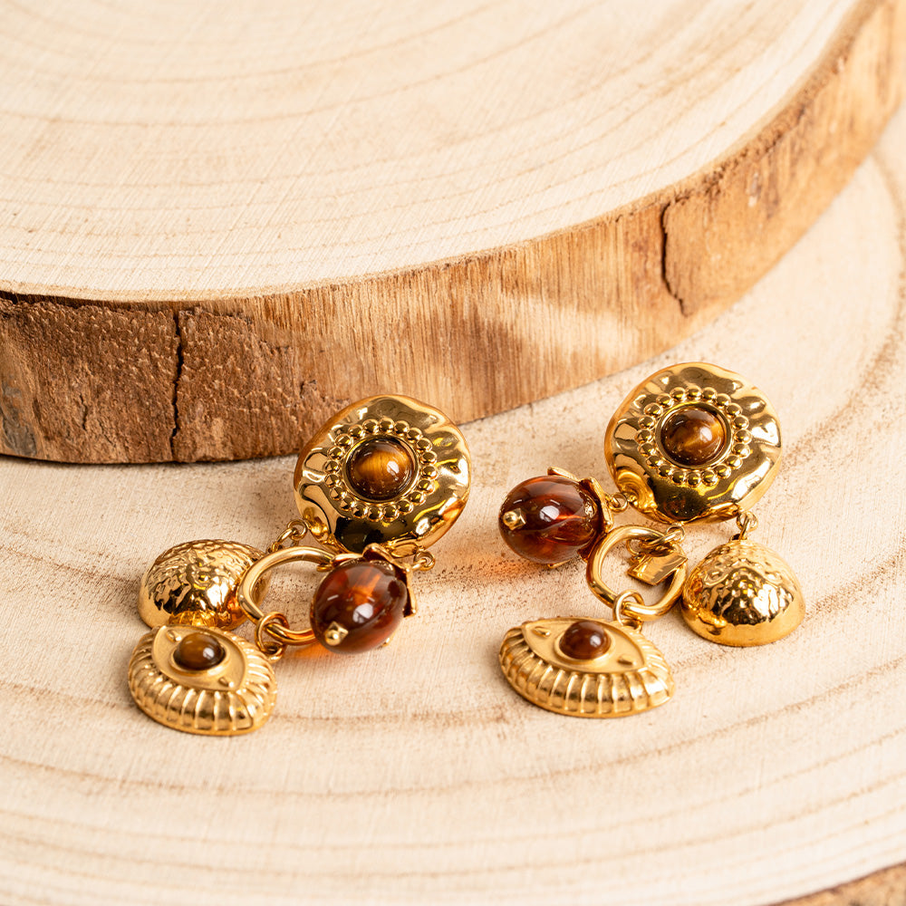 ORECCHINI PENDENTI CON OCCHI E PIETRE