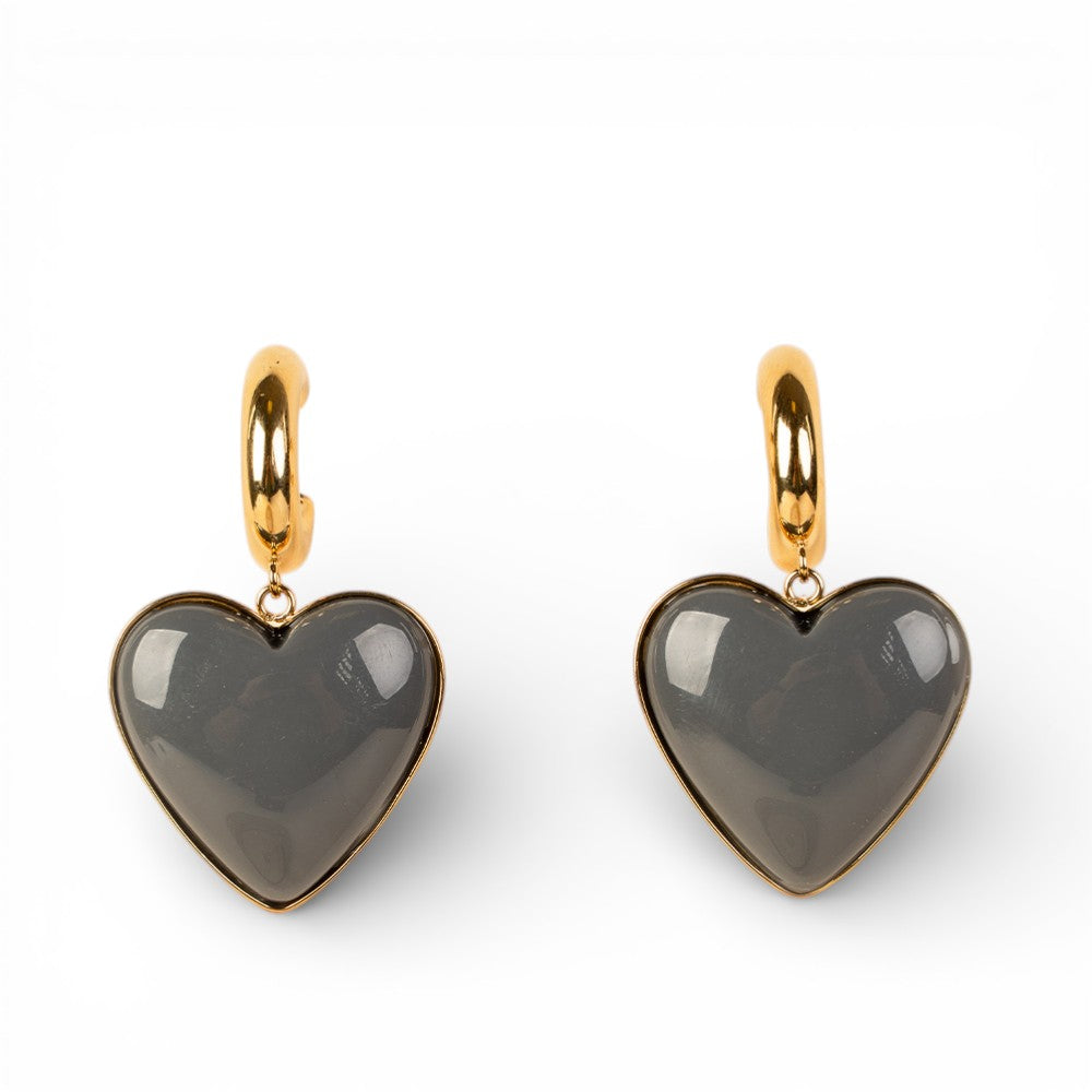 ORECCHINI PENDENTI CON CUORI SU SEMICERCHIO