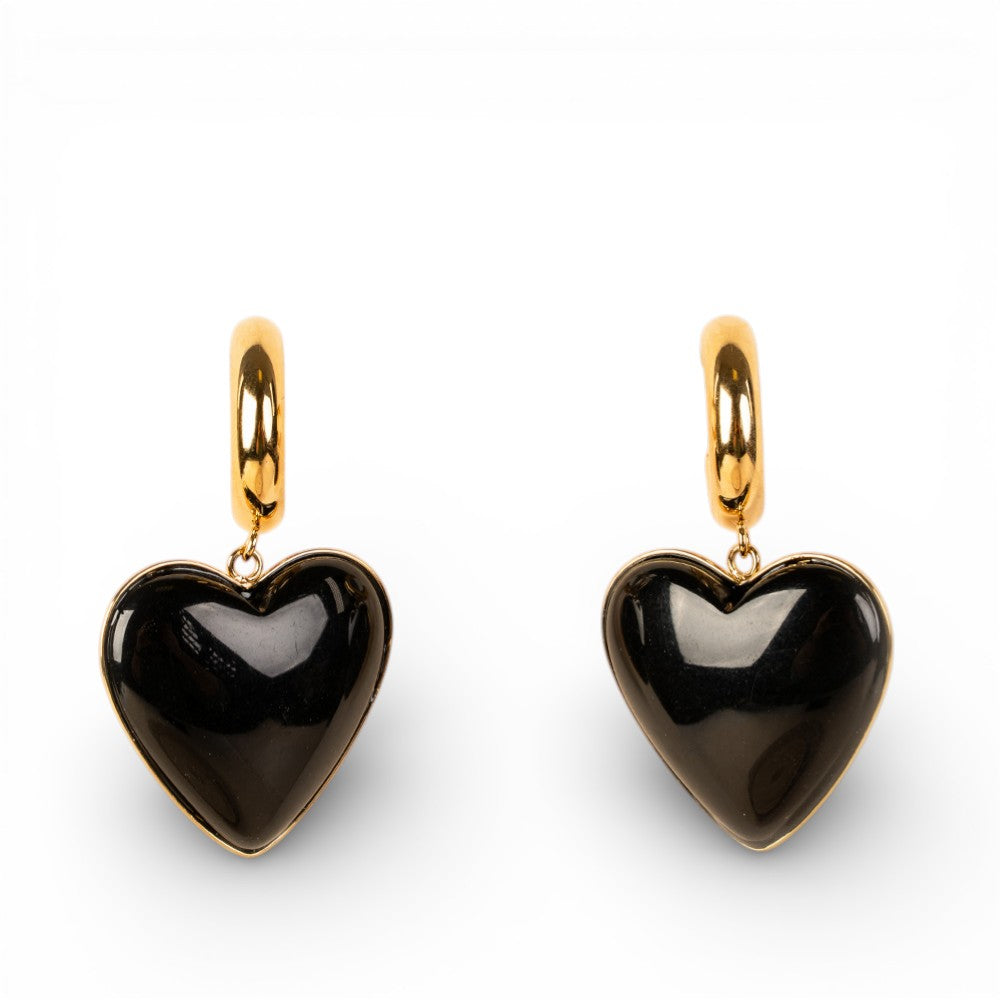 ORECCHINI PENDENTI CON CUORI SU SEMICERCHIO