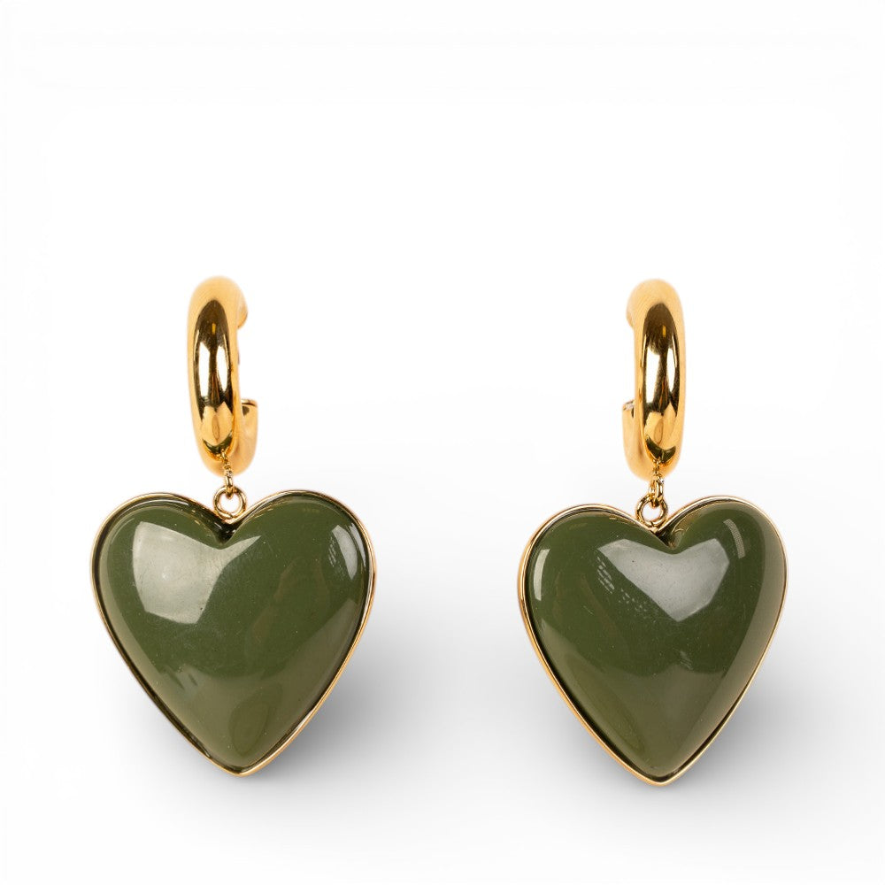 ORECCHINI PENDENTI CON CUORI SU SEMICERCHIO