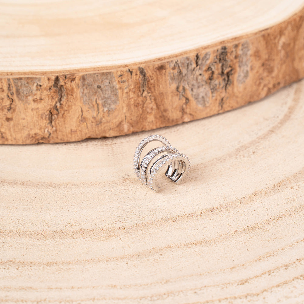 ORECCHINO EARCUFF A CINQUE FASCE CON STRASS