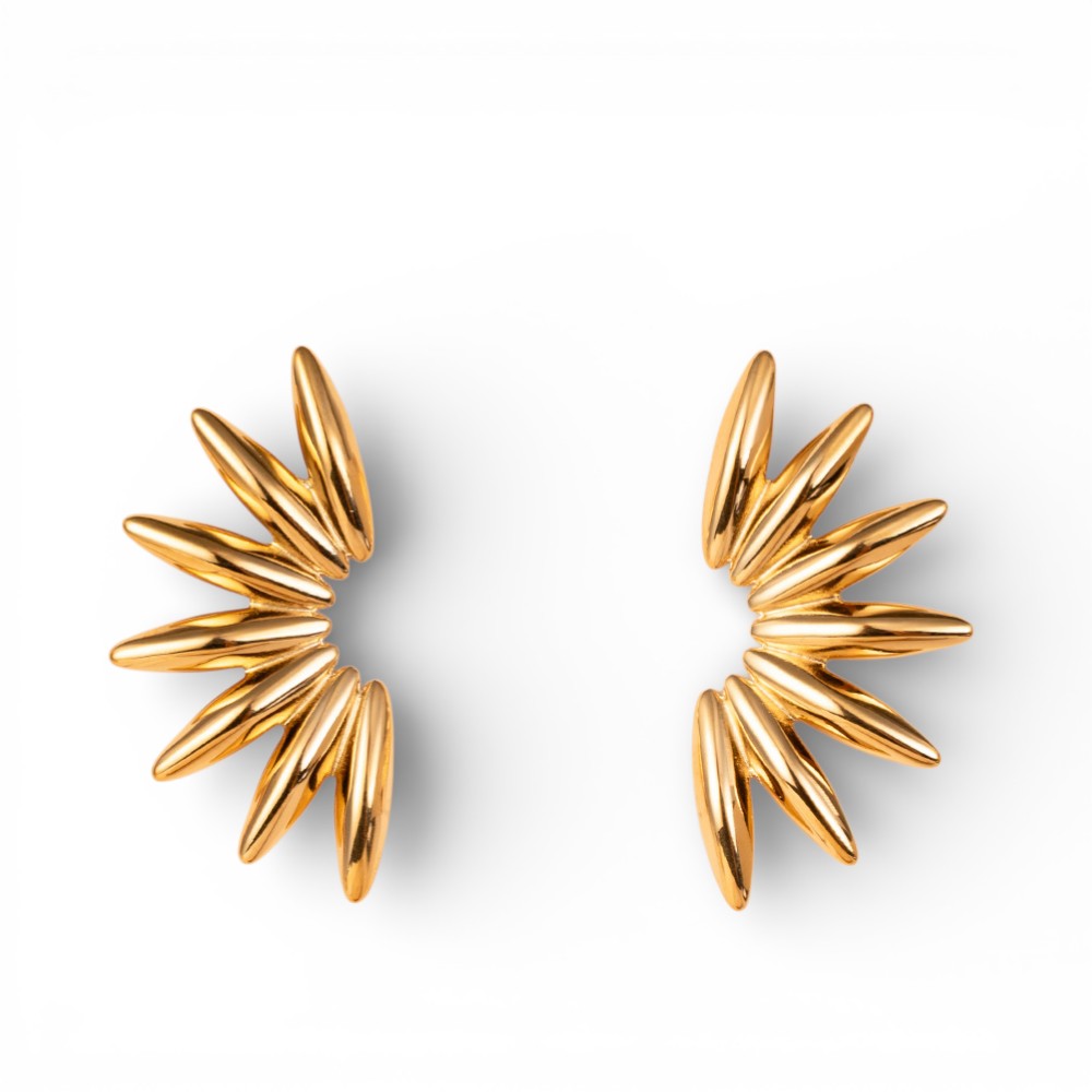 ORECCHINI A META' CON RAGGI A CHICCHI DI RISO