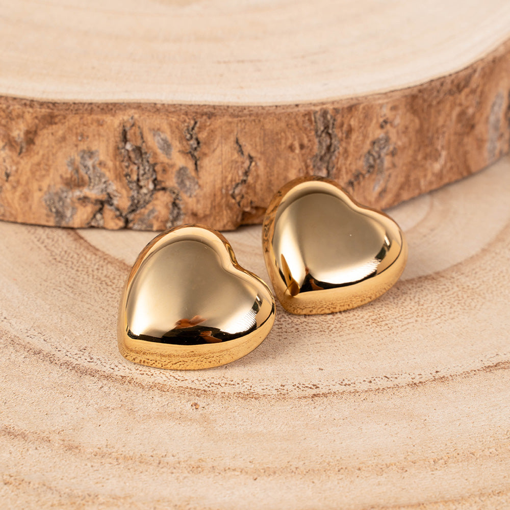 ORECCHINI A LOBO A FORMA DI CUORE CONVESSO