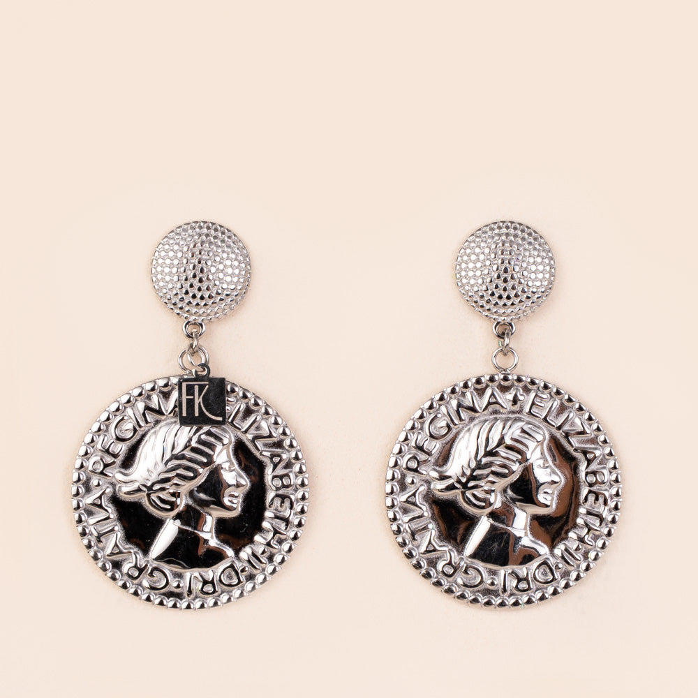 ORECCHINI PENDENTI CON MONETA GRANDE