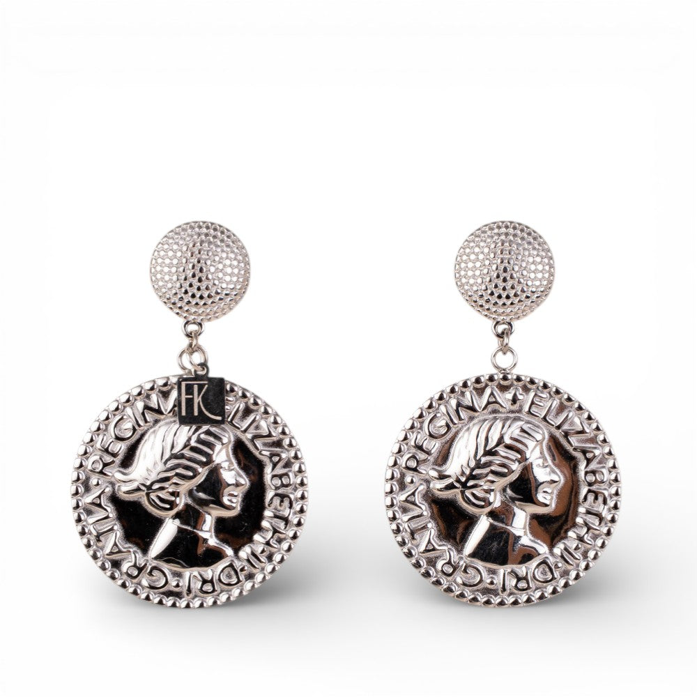 ORECCHINI PENDENTI CON MONETA GRANDE