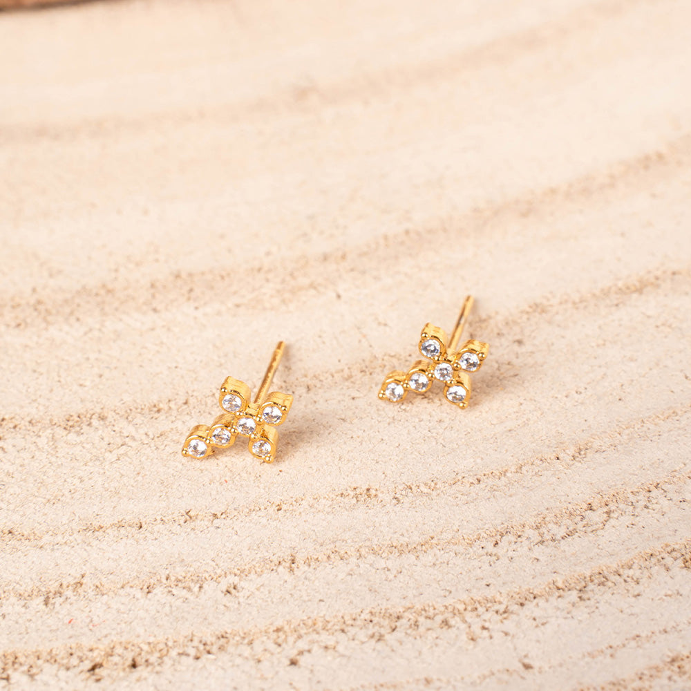 ORECCHINI A LOBO CON CROCE PICCOLA