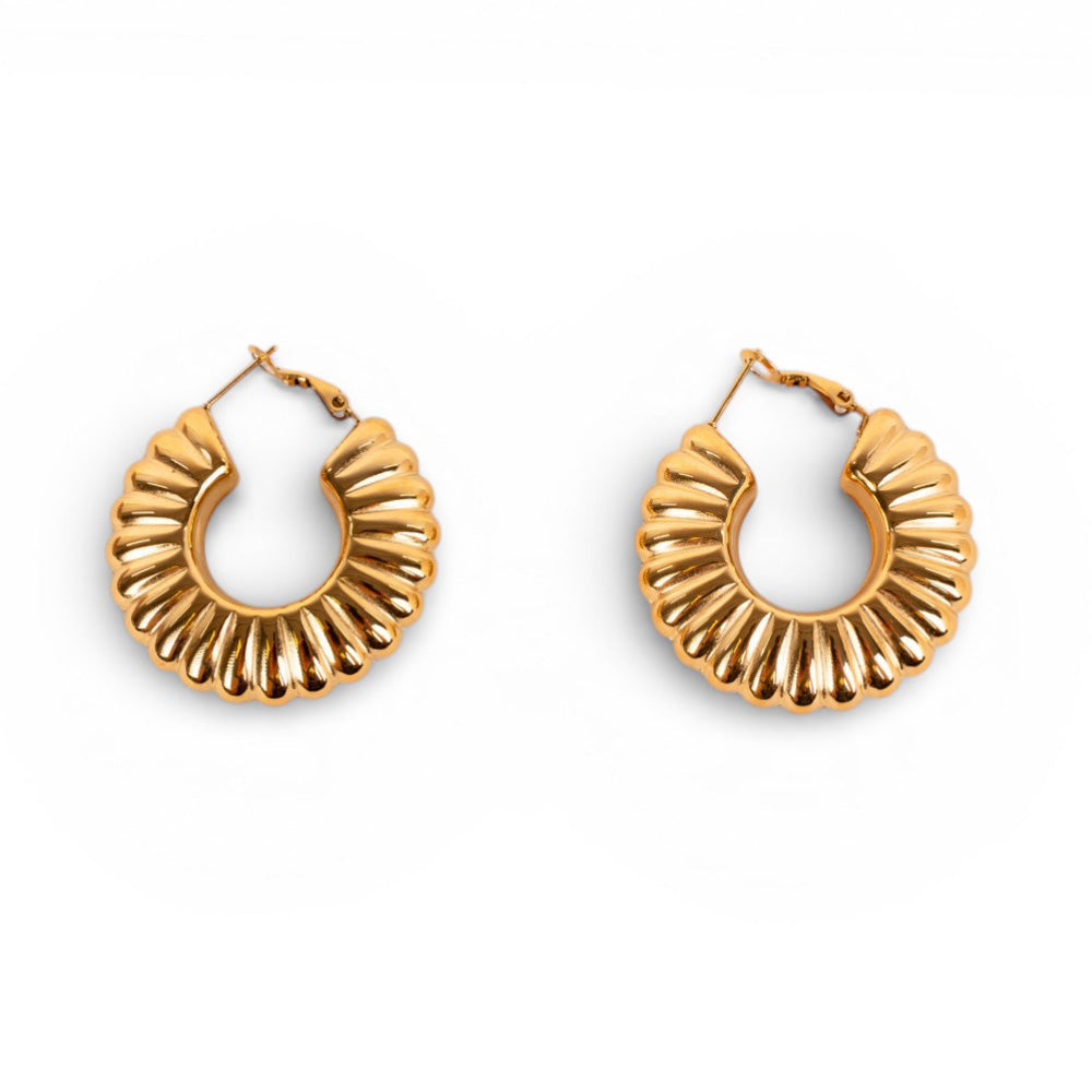 ORECCHINI PENDENTI CIRCOLARI MODELLO FIORE A PETALI STRETTI