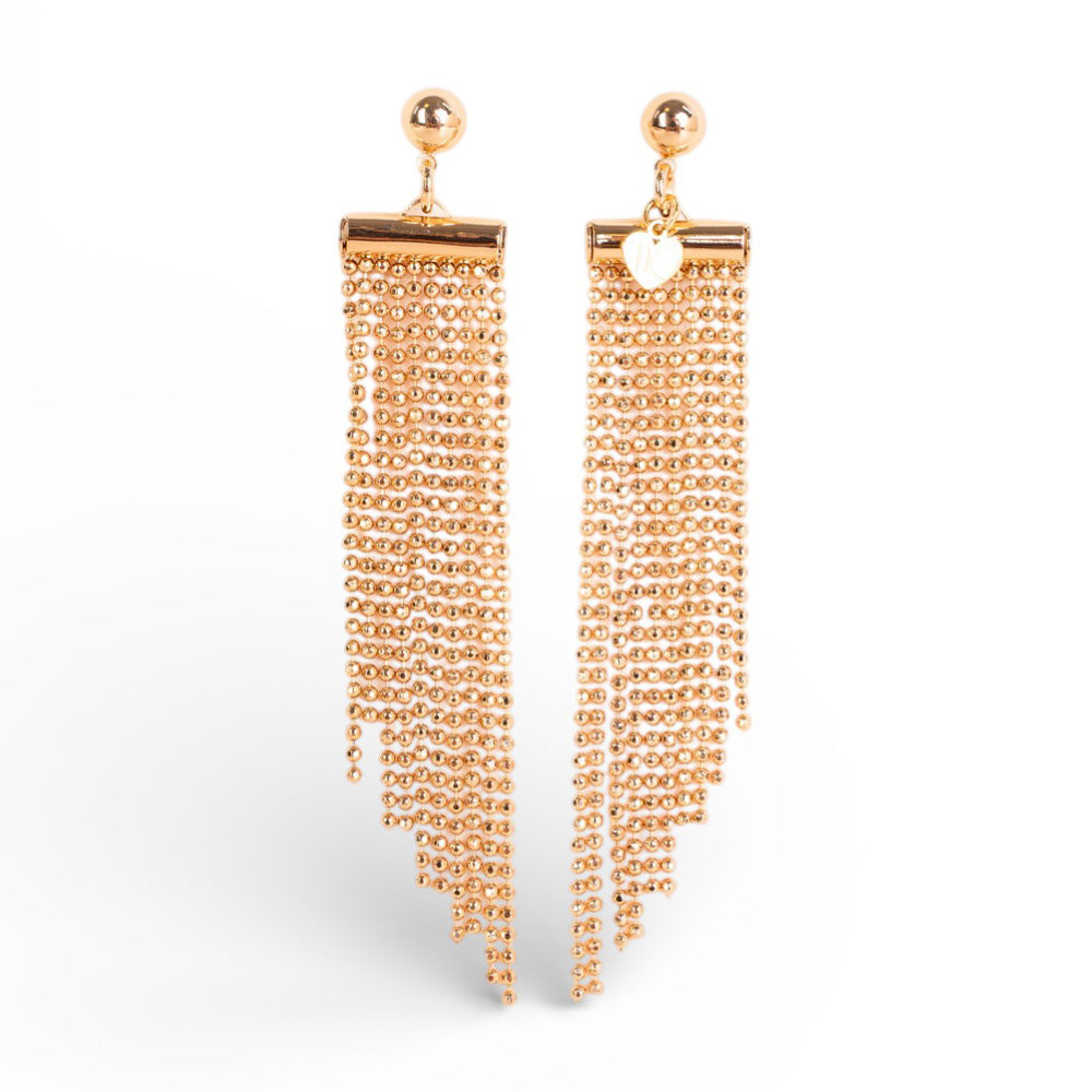 ORECCHINI PENDENTI CON FILE DI PALLINE DI LUNGHEZZA GRADUEALE