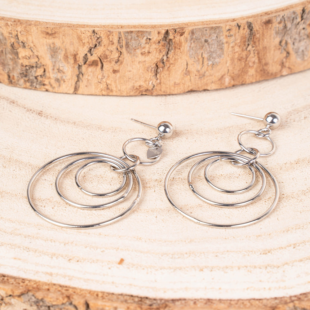 ORECCHINI PENDENTI CON CERCHI CONCENTRICI