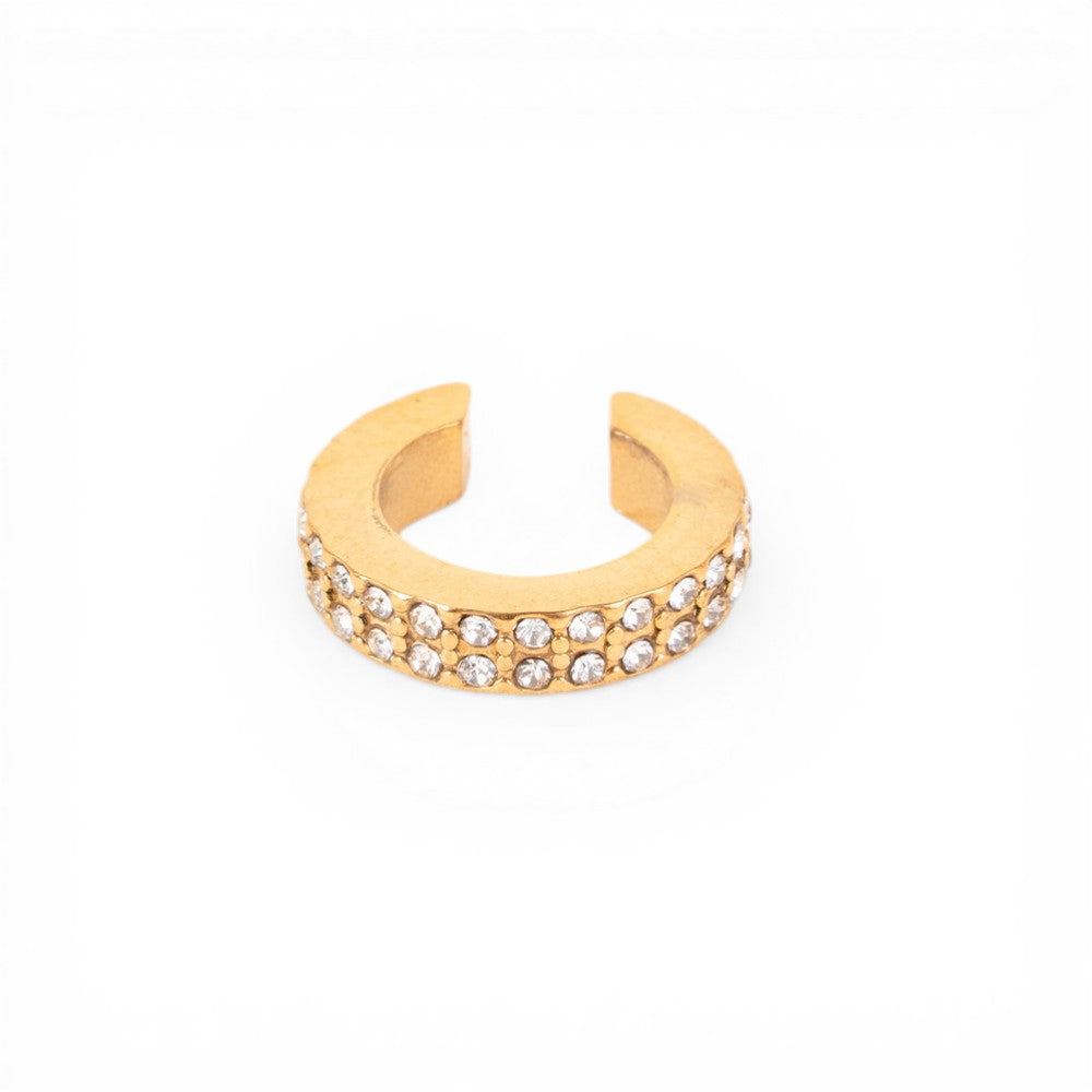 EARCUFF PIATTO CON DOPPIA FILA DI STRASS