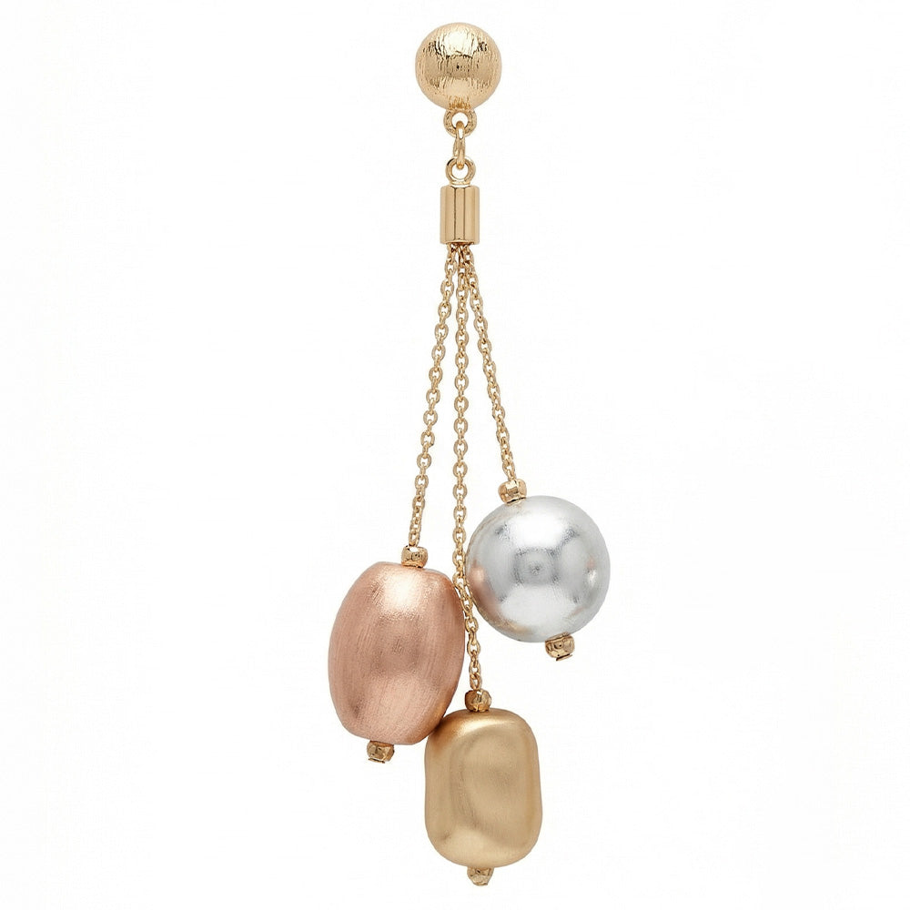 ORECCHINI PENDENTI CON ELEMENTI ASIMMETRICI E SATINAATI