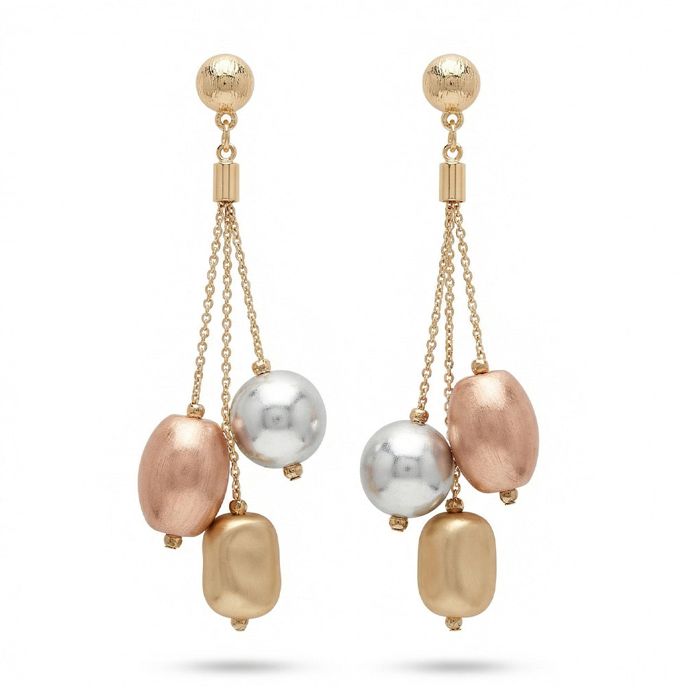 ORECCHINI PENDENTI CON ELEMENTI ASIMMETRICI E SATINAATI