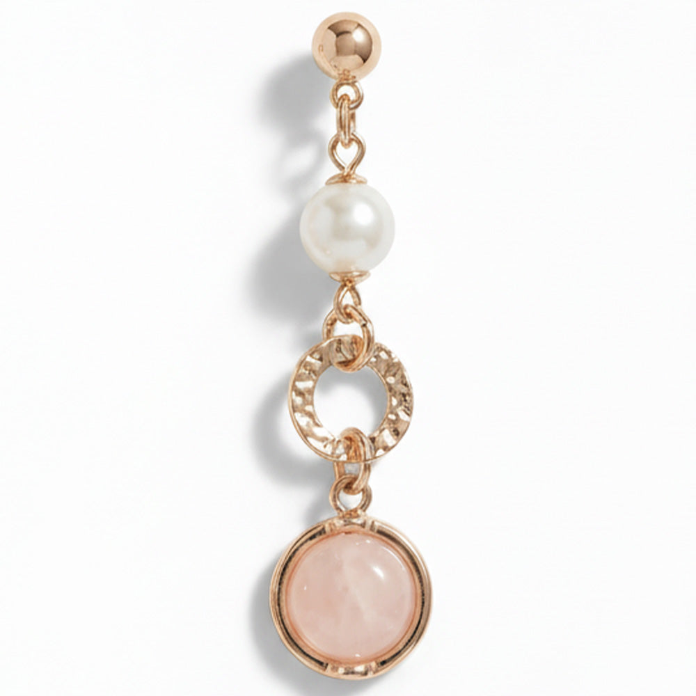 ORECCHINI PENDENTI CON DISCO MARTELLATO PERLA E SFERA COLORATA