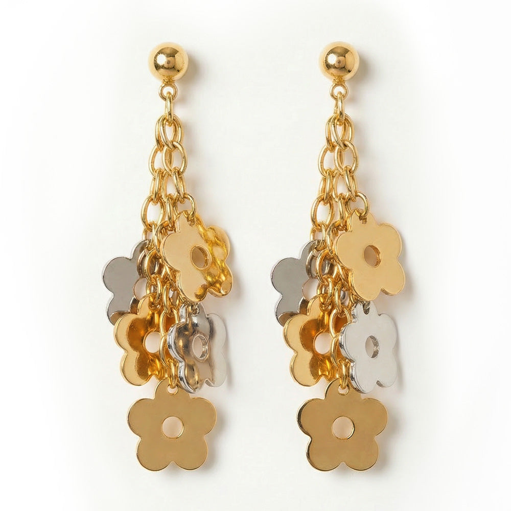 ORECCHINI PENDENTI CON MARGHERITE A DIVERSE ALTEZZE