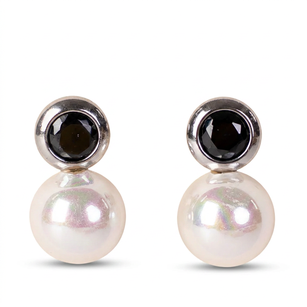 ORECCHINI CON STRASS COLORATO E PICCOLA PERLA PENDENTE