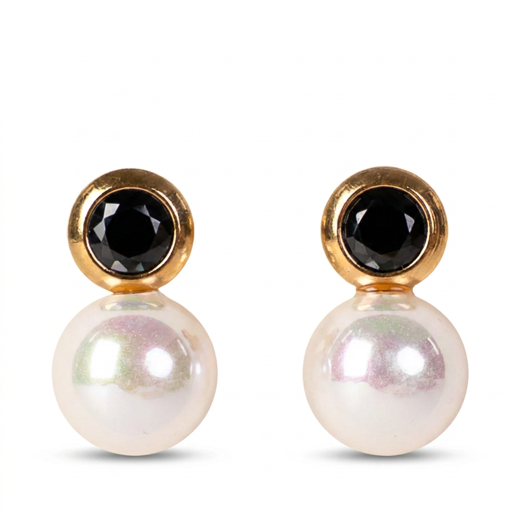ORECCHINI CON STRASS COLORATO E PICCOLA PERLA PENDENTE