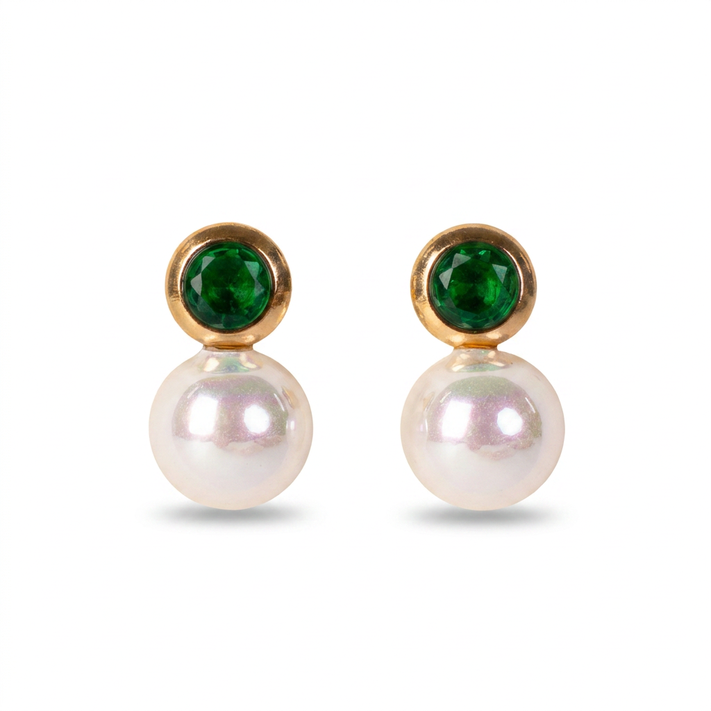 ORECCHINI CON STRASS COLORATO E PICCOLA PERLA PENDENTE