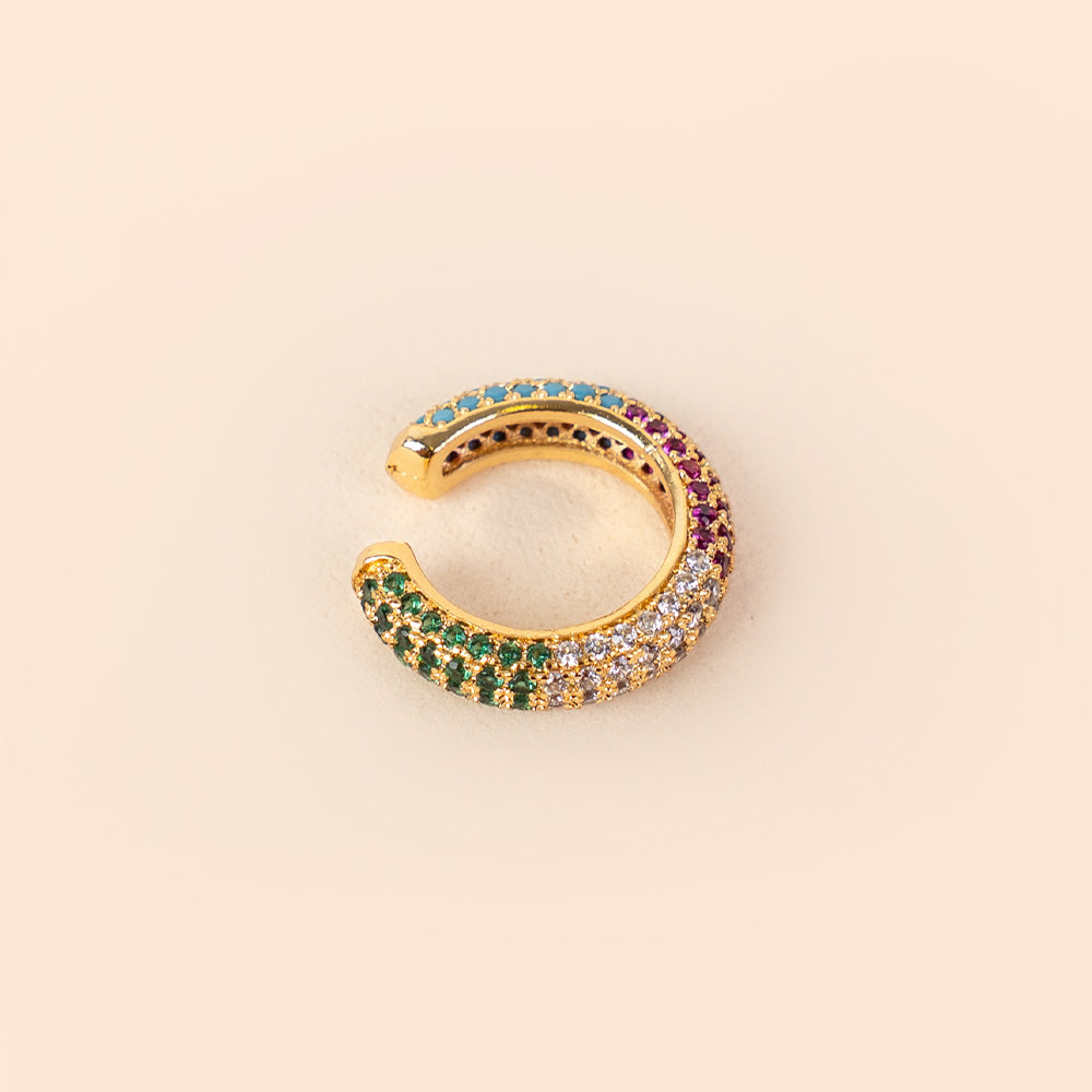 ORECCHINO EARCUFF ROTONDO CON STRASS COLORATI