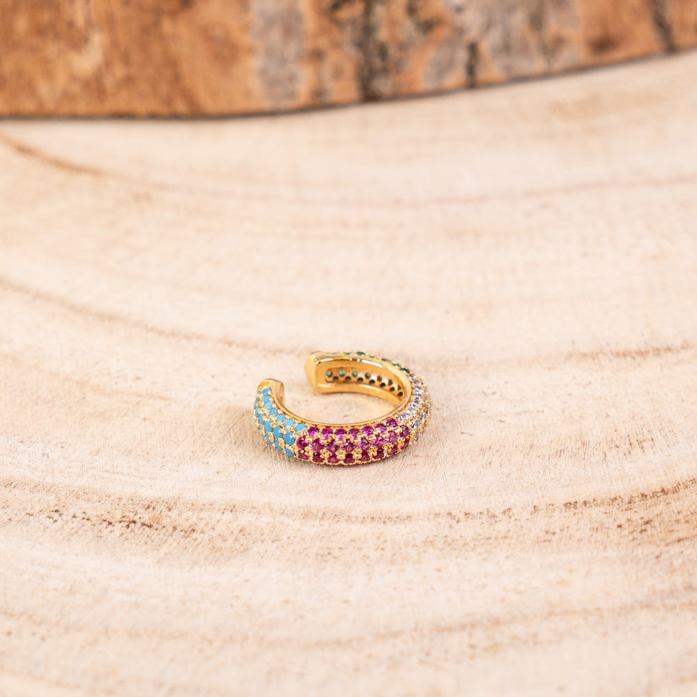 ORECCHINO EARCUFF ROTONDO CON STRASS COLORATI