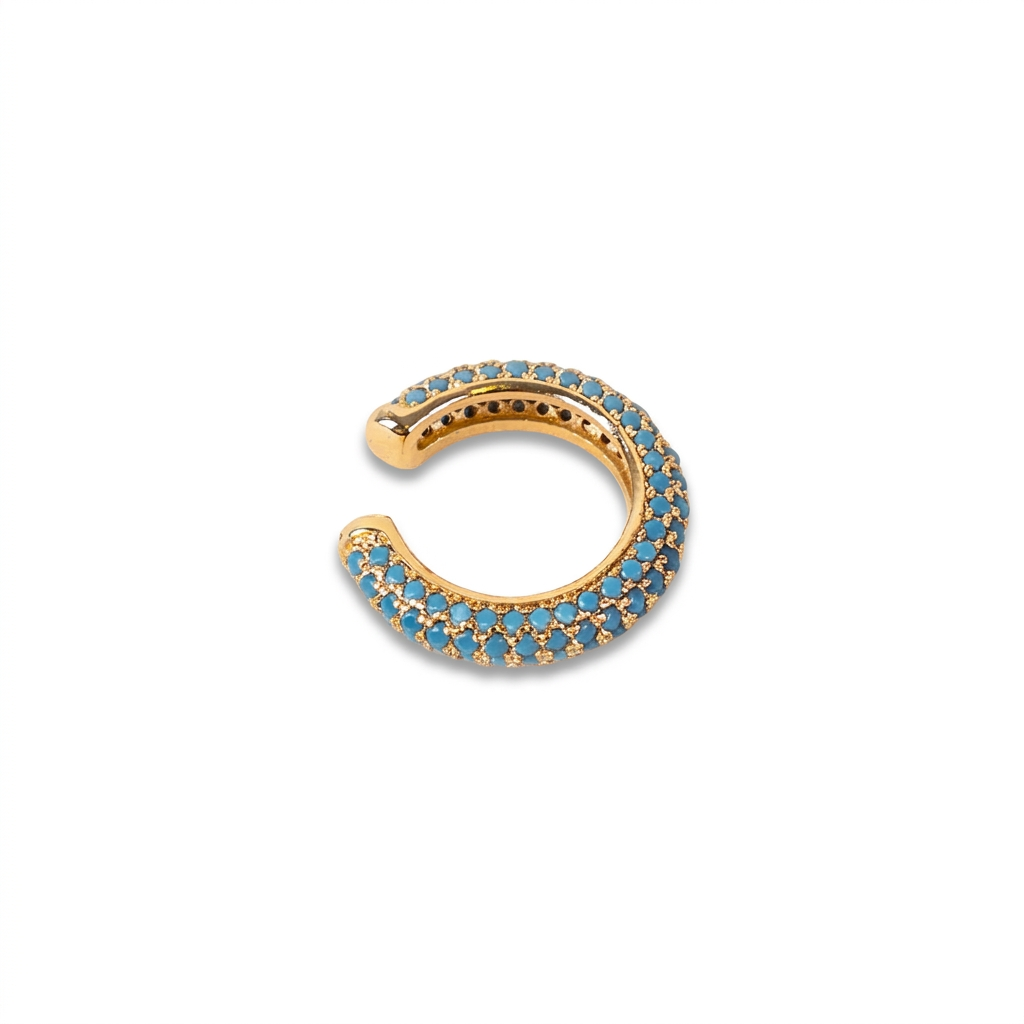 ORECCHINO EARCUFF ROTONDO CON STRASS COLORATI