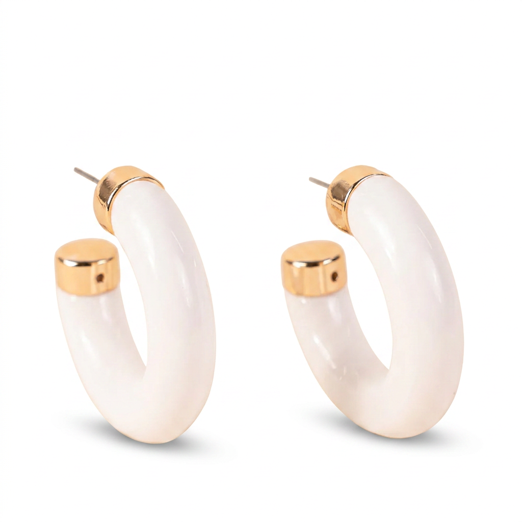 THICK COLORED HOOP EARRINGS WITH METAL ENDS