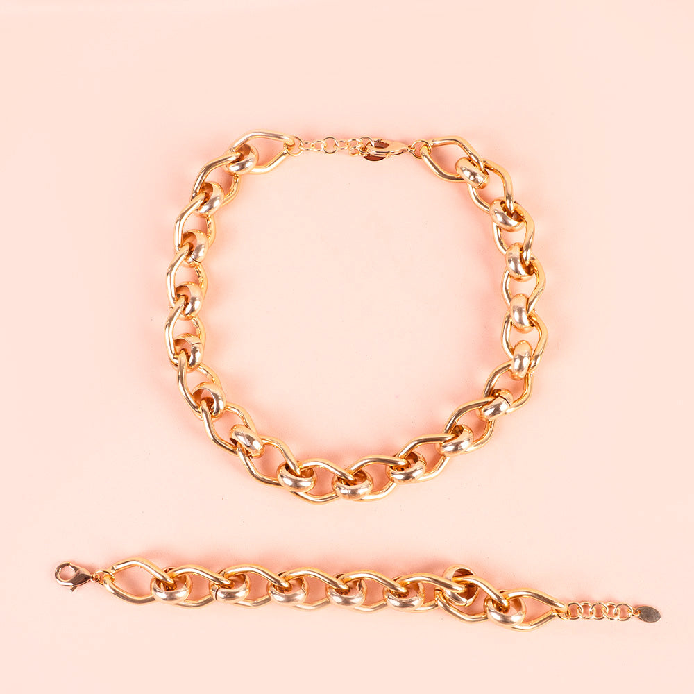 PARURE COLLANA E BRACCIALE A CATENA ALTERNATA