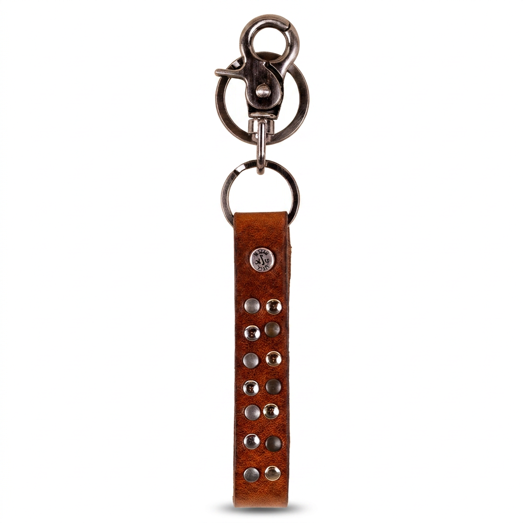 LEATHER KEY RING WITH STUDS