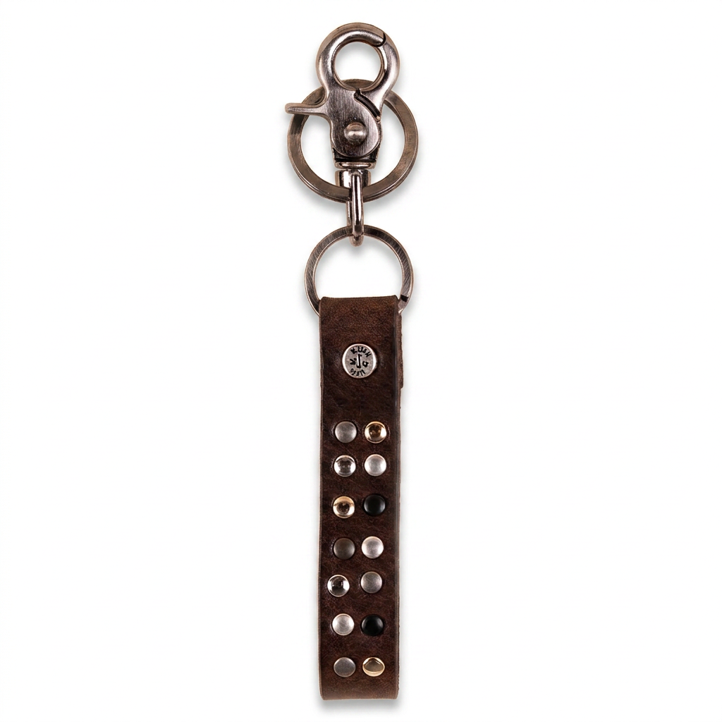 LEATHER KEY RING WITH STUDS