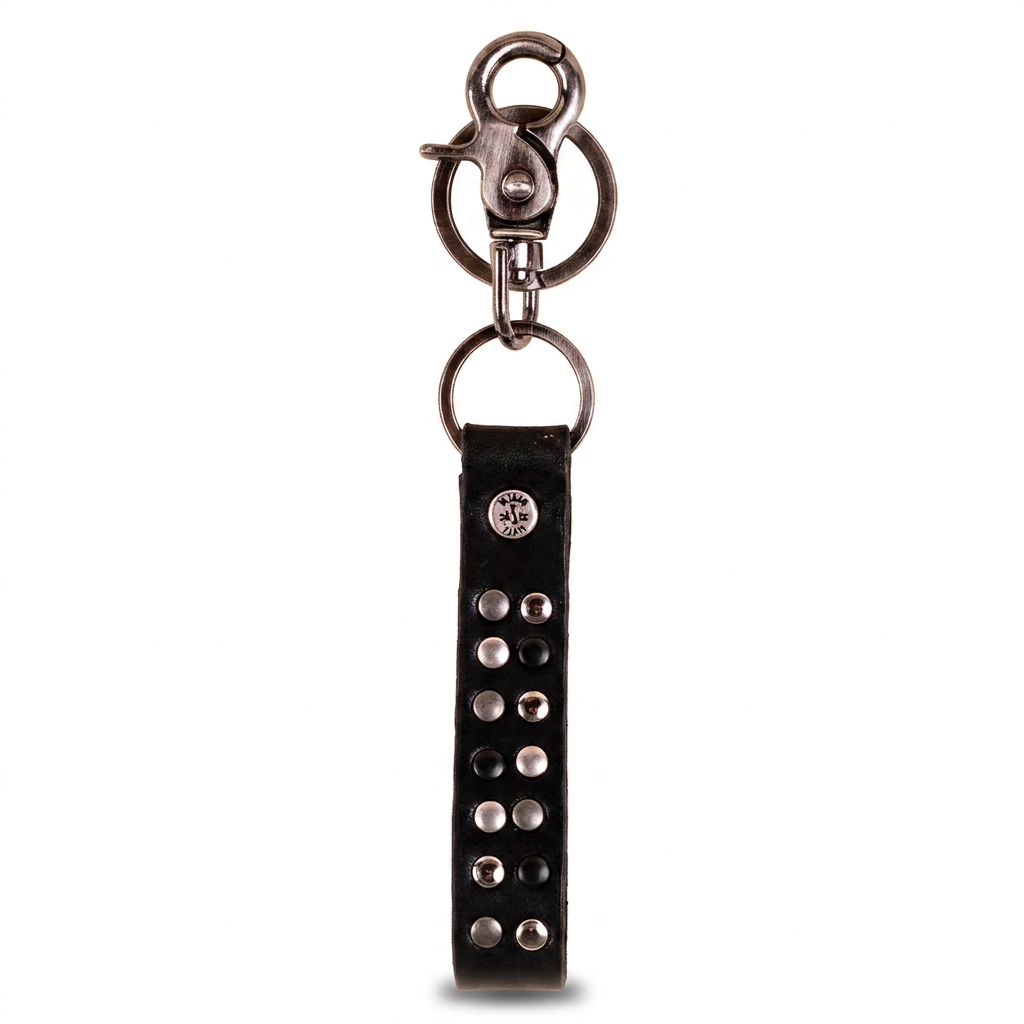 LEATHER KEY RING WITH STUDS