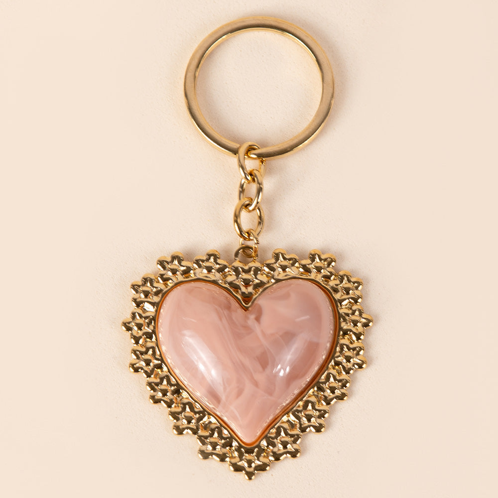 HEART KEY RING WITH WORKED FRAME