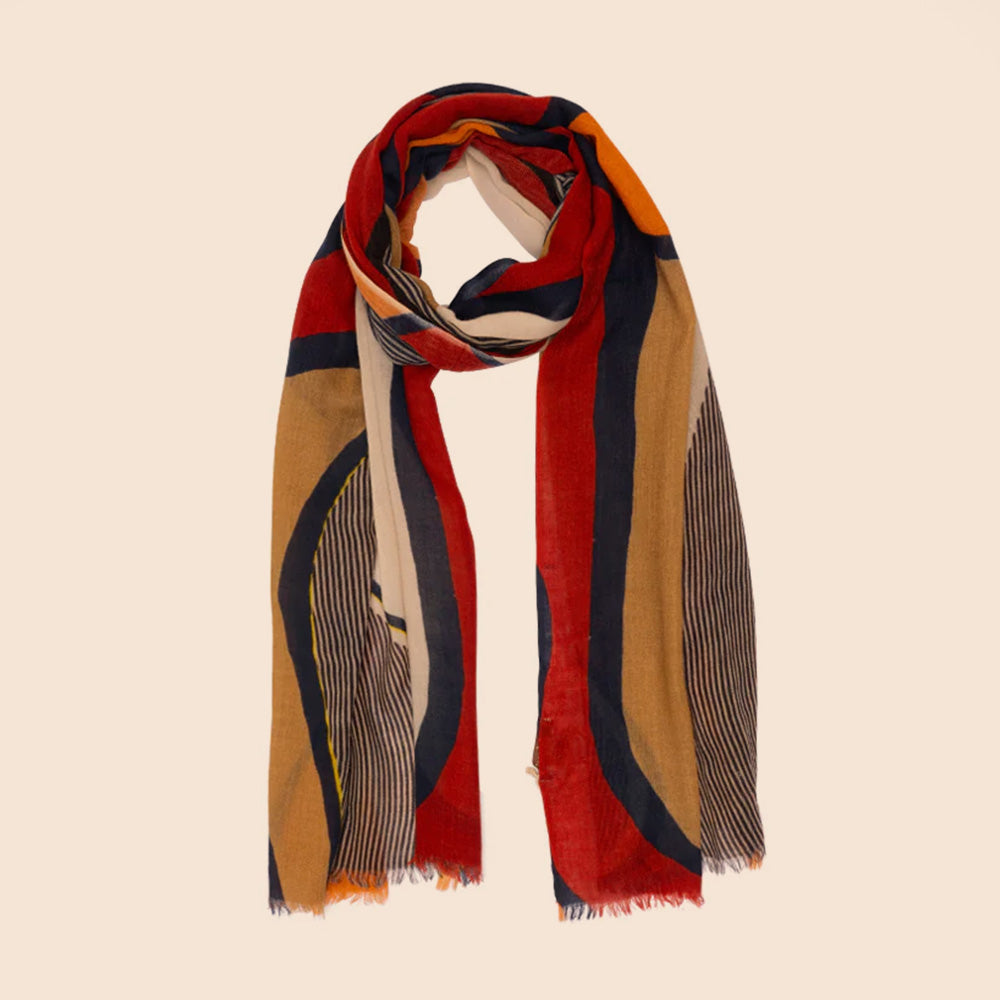 SCIARPA PESANTE IN LANA CON ONDE E TRAMA ASTRATTA