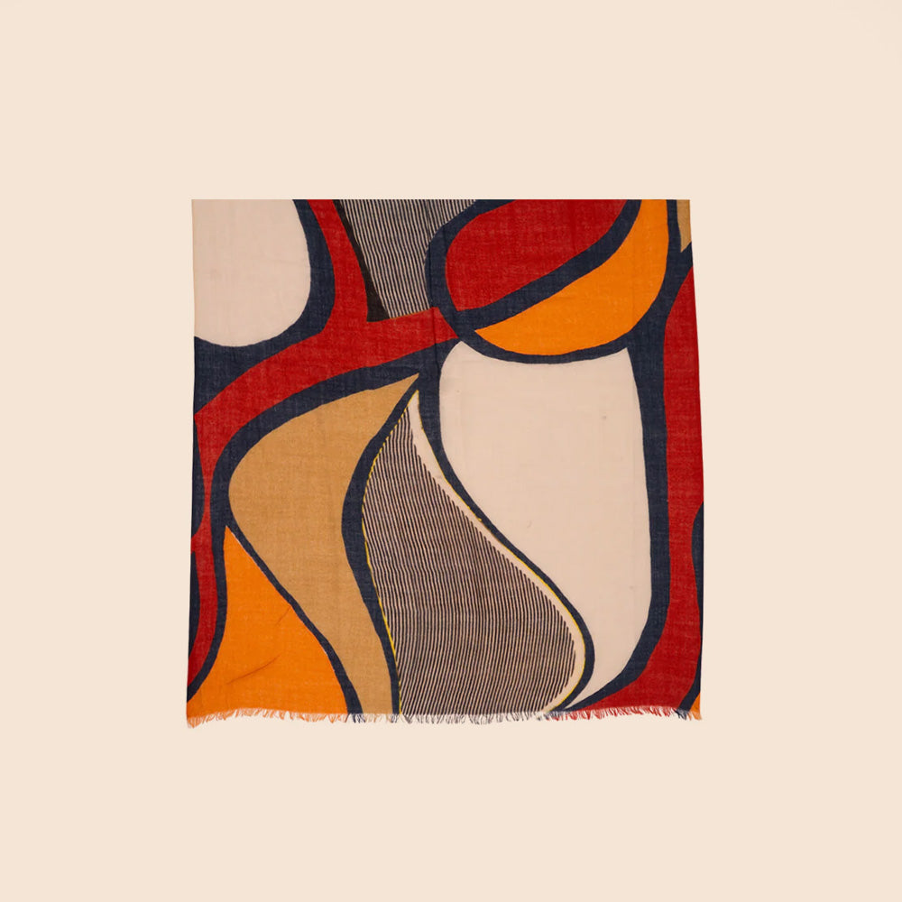 SCIARPA PESANTE IN LANA CON ONDE E TRAMA ASTRATTA