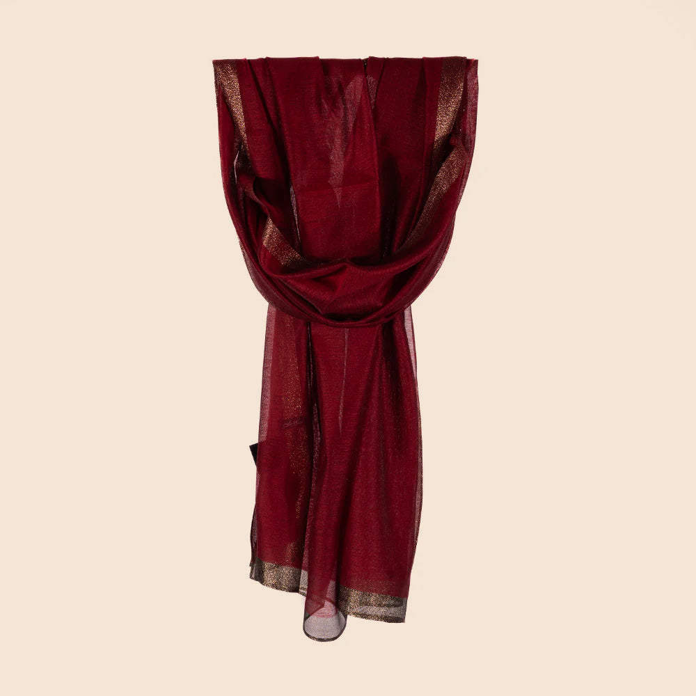 SCIARPA LEGGERA MONOCOLORE CON STRISCIA SUL BORDO BRONZO GLITTER