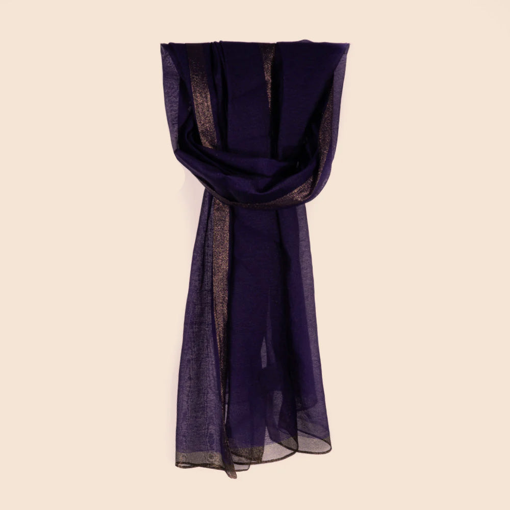 SCIARPA LEGGERA MONOCOLORE CON STRISCIA SUL BORDO BRONZO GLITTER