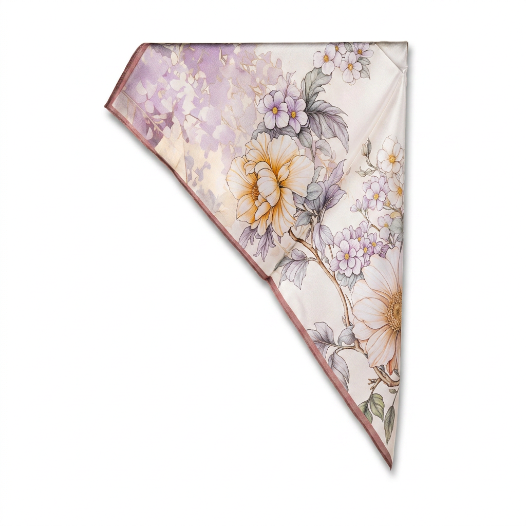 SCIARPA FOULARD DA COLLO IN SETA CON FIORI DI VARIO GENERE