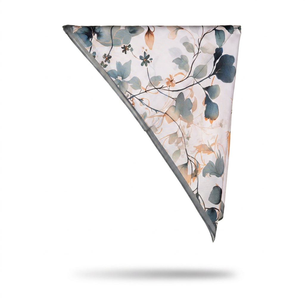 SILK NECK SCARF WITH LEAF BRANCHES