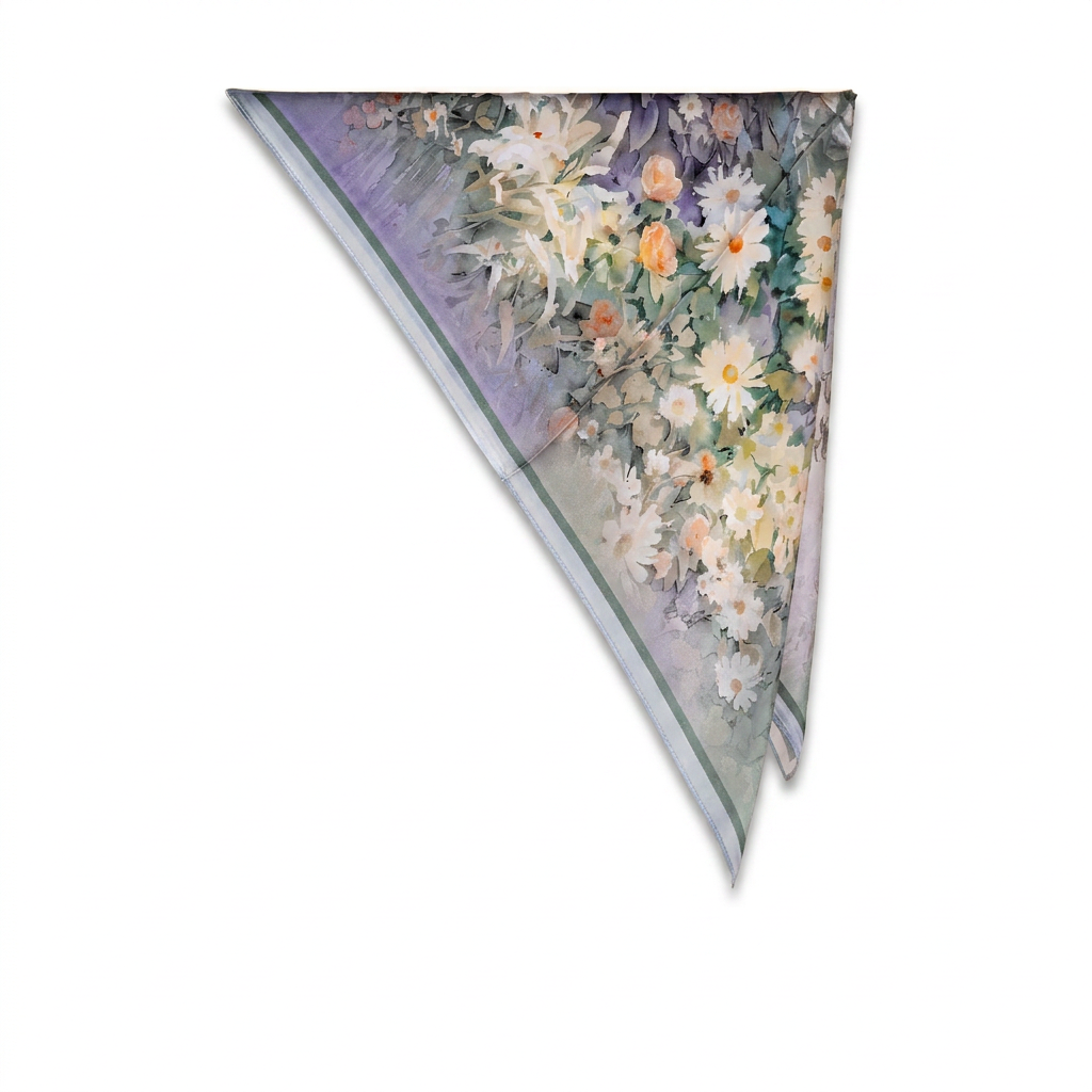 WATERCOLOR DAISY SILK NECK SCARF