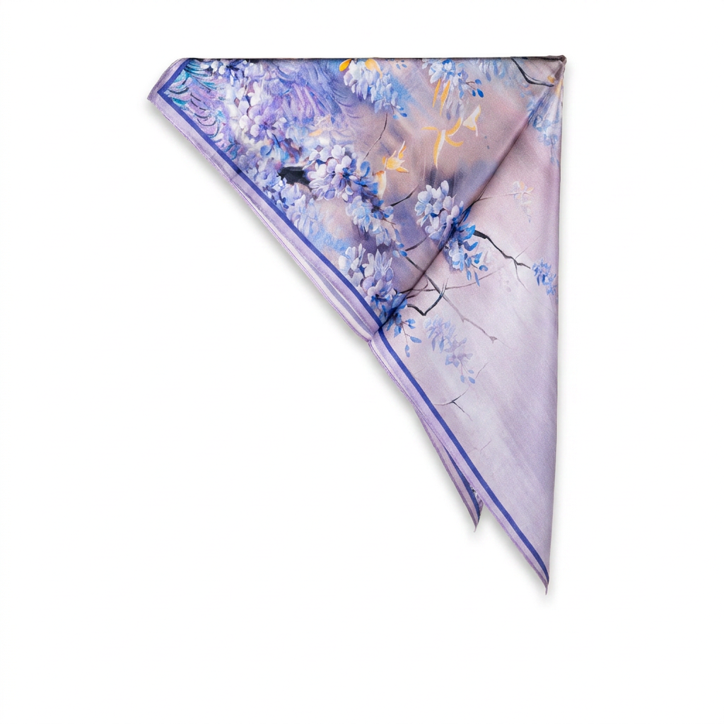 SCIARPA FOULARD DA COLLO IN SETA CON LAVANDA