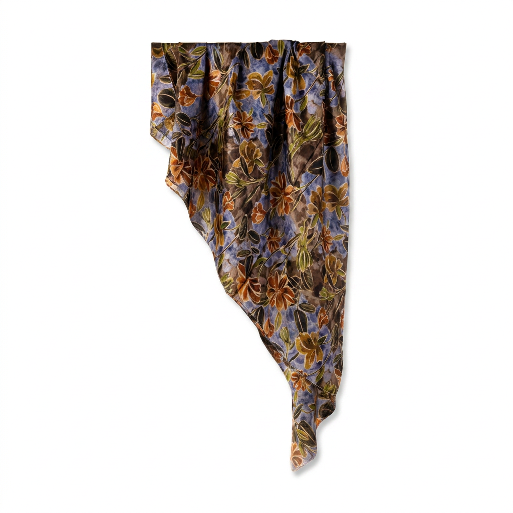 SCIARPA FOULARD IN SETA GRANDE RETTANGOLARE CON FIORI E SFONDO SCURO