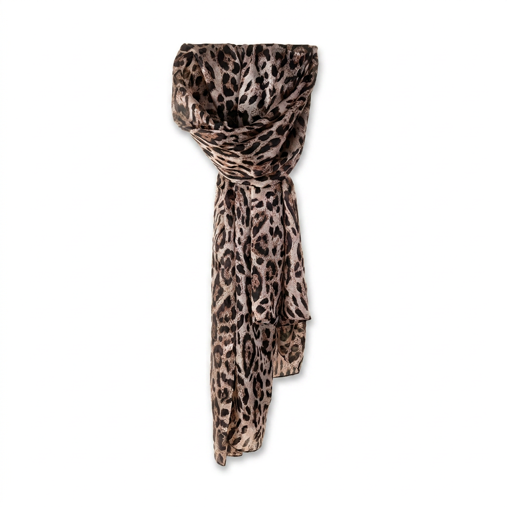 SCIARPA FOULARD IN SETA GRANDE RETTANGOLARE ANIMALIER