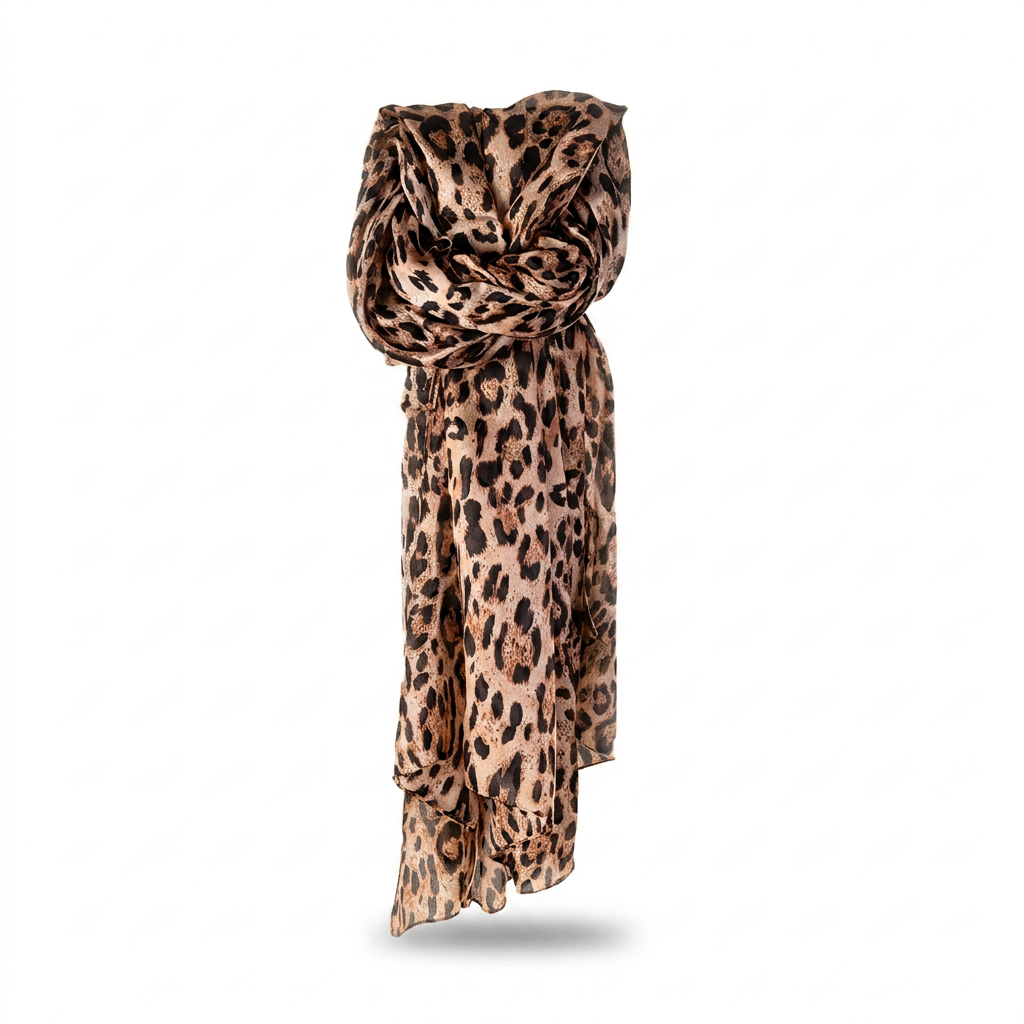 SCIARPA FOULARD IN SETA GRANDE RETTANGOLARE ANIMALIER