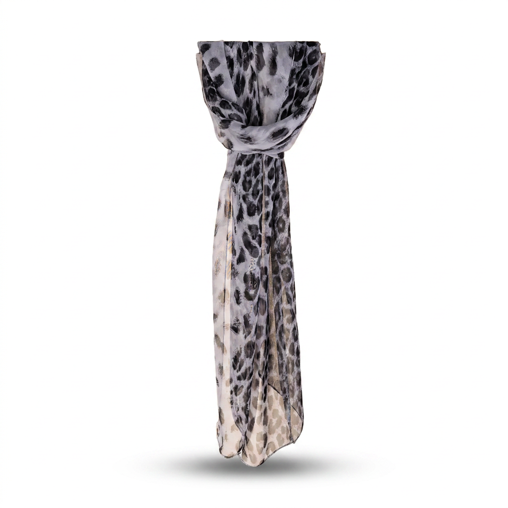 LIGHTWEIGHT SEMI-TRANSPARENT ANIMAL PRINT SCARF