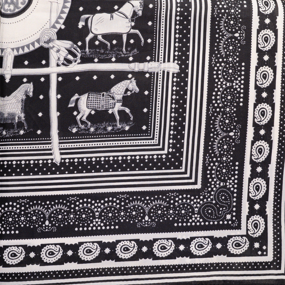 SCIARPA FOULARD QUADRATA CON CAVALLI E CORNICI